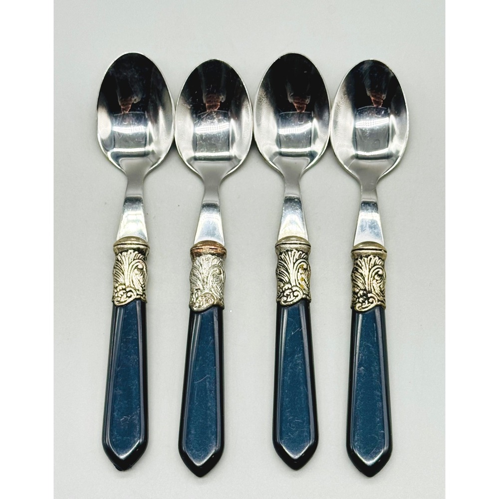Versailles EME Inox Italy 18/10 Stainless Black Teaspoons Set of 4 - Picture 2 of 5